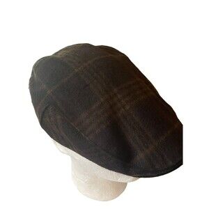 Country Gentleman British Ivy Cap Wool Blend Brown Plaid Size M